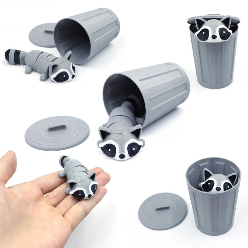 3D Printed Articulated Raccoon Animal Toys Multi-Jointed Movable Fidget Toy Landscape Desktop Decorations Home Model Kids Gifts