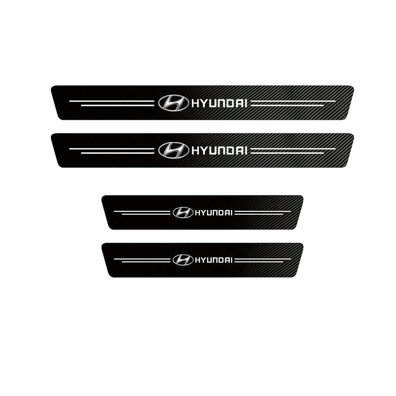 Car Door Sill Sticker Carbon Fiber Decals Threshold Side Anti Scratch Waterproof For Hyundai NLINE Veloster Tucson IX20 I30 I20 Vq1