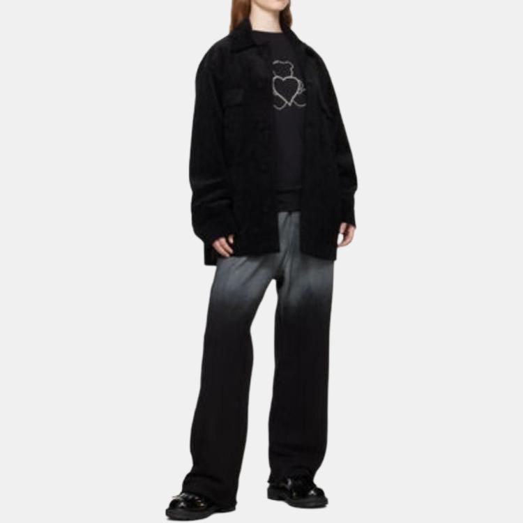 We11done Pearl Bear Long Sleeve T-Shirt Unisex Tops Black WD-TT2-24-781-U-BK