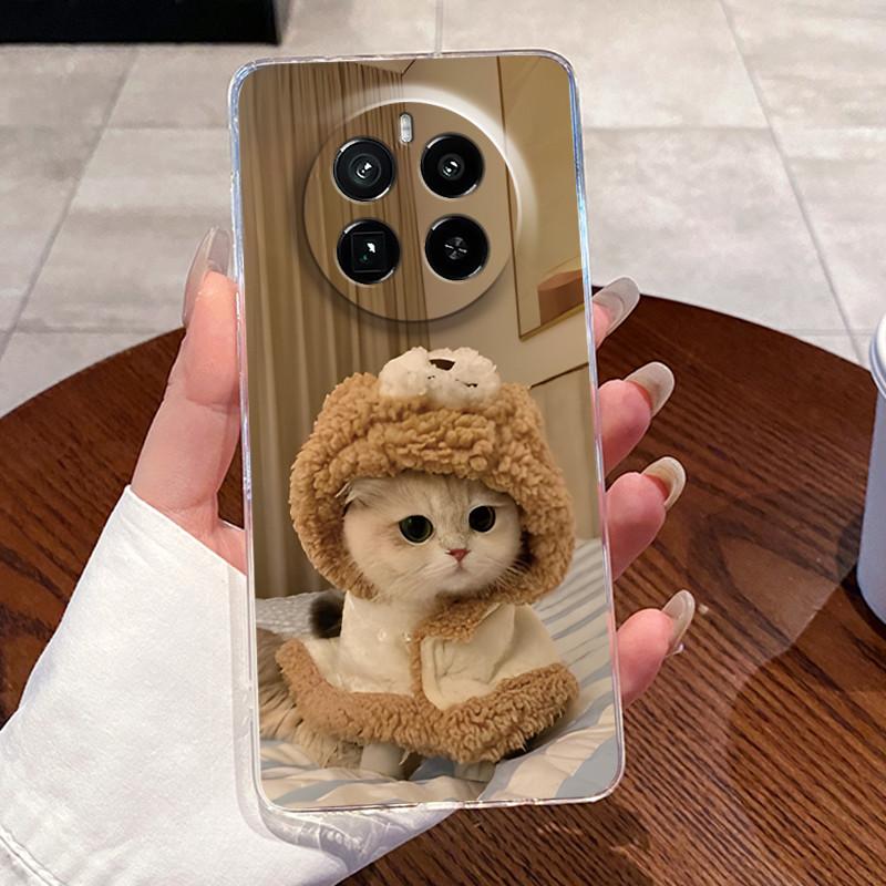 Jelly Casing For Realme GT5 Pro (240W) Funda Capa Clear Silicone Soft TPU Back Cover Cute Cat Rabbit Heart Protective Case Coque