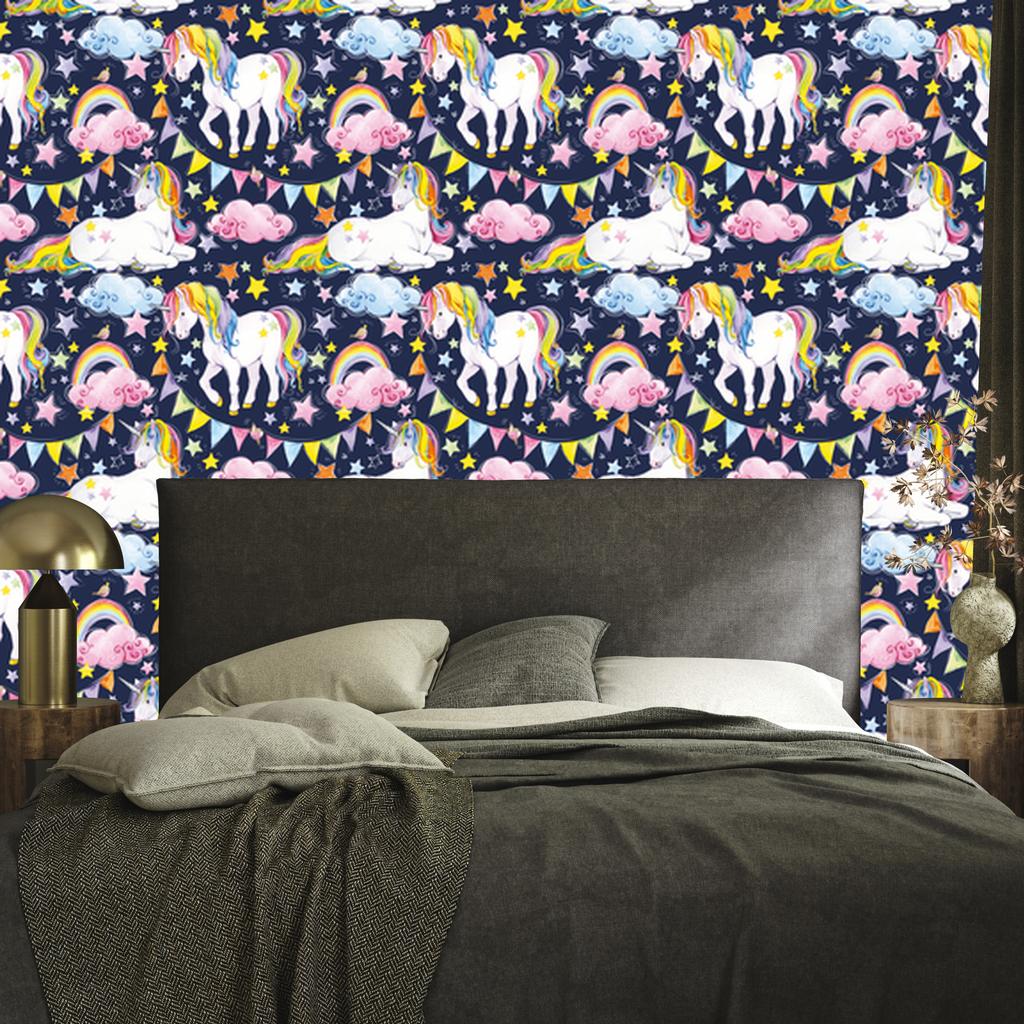 Wallpaper Colorful Unicorns and Rainbows for Living Room and Bedroom 50x1000