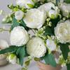 Floweroyal 4 Bunches Peony Artificial Flowers White Flowers Silk Peonies Bouquets for Wedding Party Table Centerpieces Floral Arrangement Home