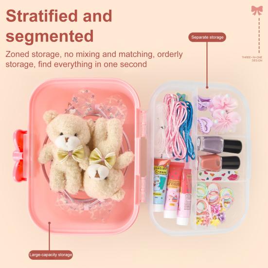 Portable Nail Tool Box Large Capacity Double Layer Multipurpose Hairpin Storage Case Jewelry Organizer