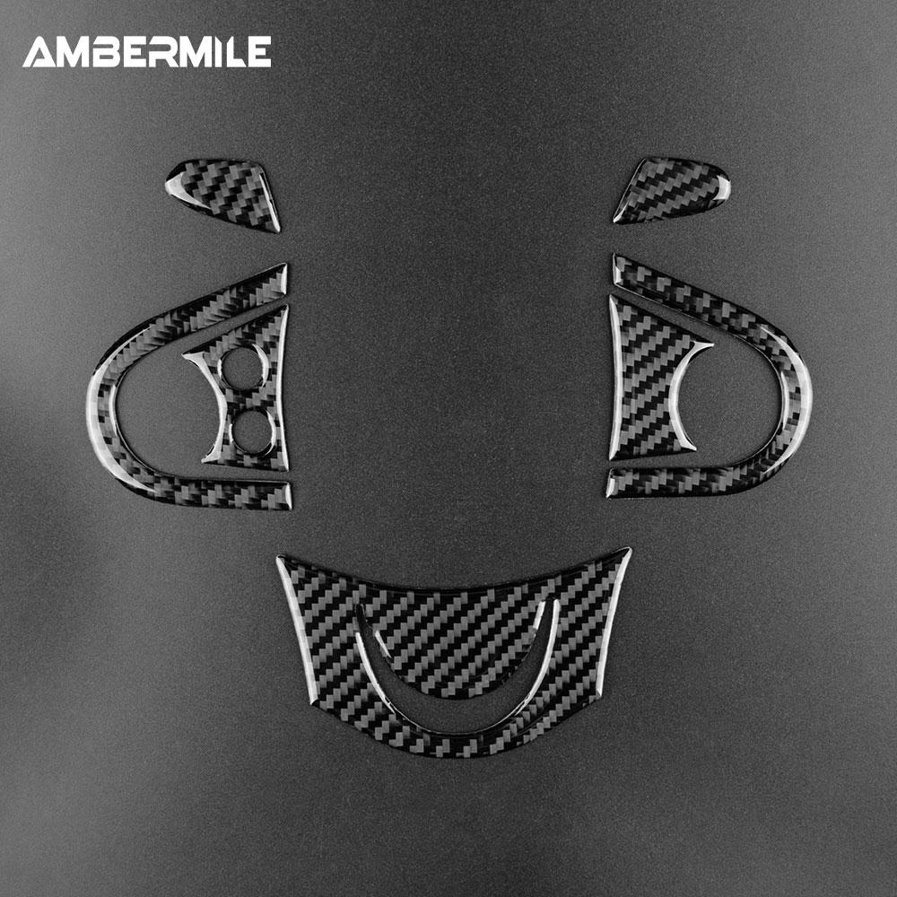 Real Soft Carbon Fibre For Mini Cooper Hardtop R56 Clubman R55 R57 2008 2009 2010 Accessories Steering Wheel Decorative Sticker