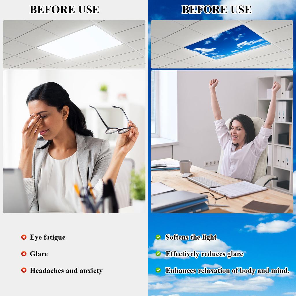 2 Pcs Fluorescent Light Covers 4 X 2 Feet Fluorescent Light Cover For Ceiling Lights Magnetic Ceiling Light Cover Classroom Ligh