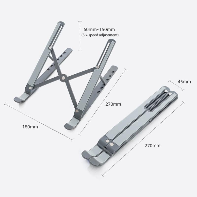 Ergonomischer faltbarer Laptop-Ständer Tragbarer Desktop-Ständer Verstellbar 6 Stufen Vertikal Platzsparendes Dock für Laptop Tablet
