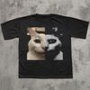 Happy and Creepy Cat T-shirt, Funny Meme Shirts, Edgy Clothes, Weird Tees, Unhinged Tee, Cats Lover Gift, Ironic Shirt, Gift for Her Him