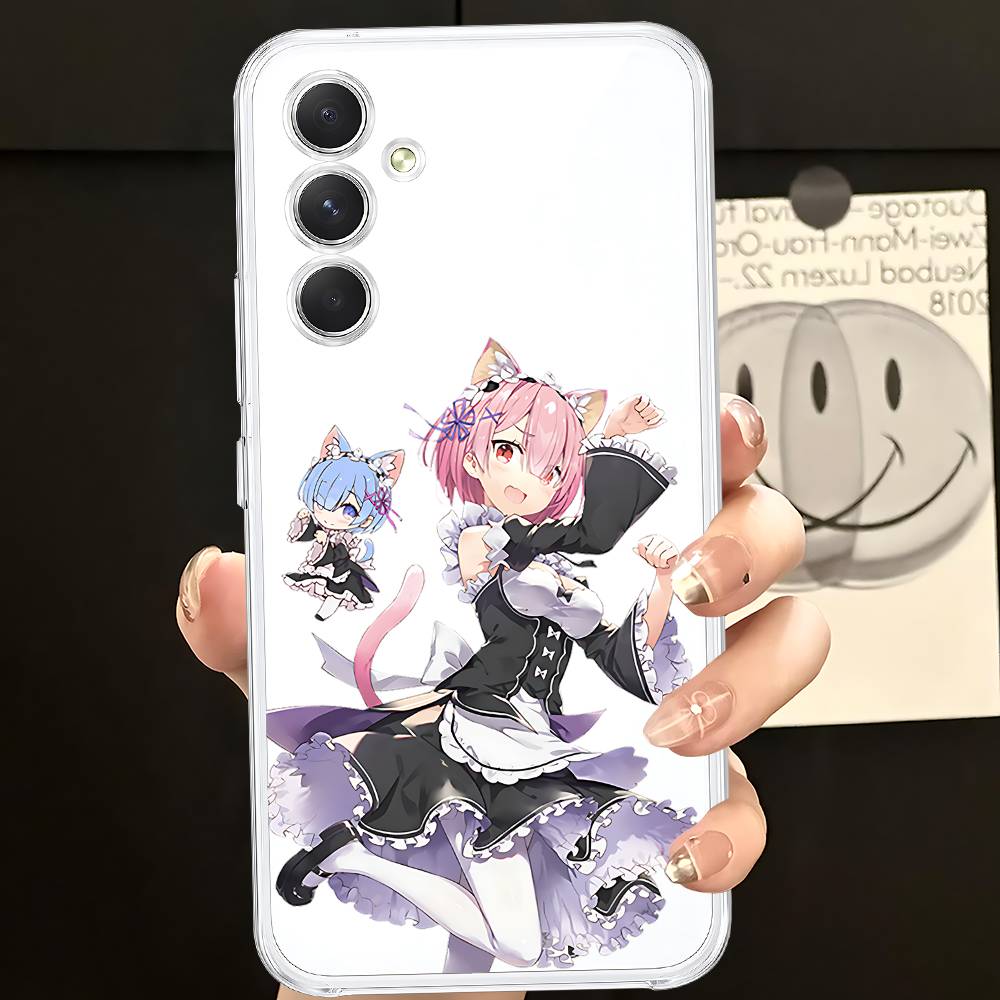 Anime RE ZERO Ram Rem Phone Case For Samsung Galaxy S21 S22 S23 S24 S25ULTRA FE Ultra Plus5G A52S Transparent Cover