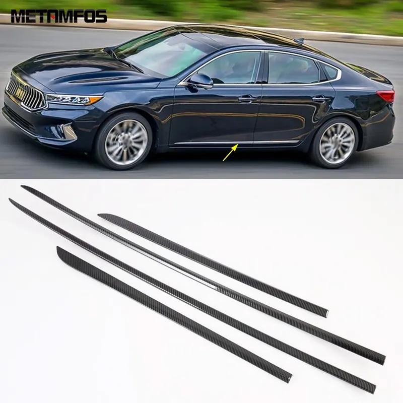 For Kia K7 Cadenza     Carbon Fiber Side Door Strip Body Skirt Sill Molding Trim Sticker Accessories Car Styling