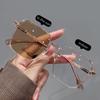 Vintage Oversized Square Photochromic Glasses with Blue Light Blocking and Myopia Correction