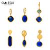 Stainless Steel Dangle Earrings For Women 18k Gold Plated Inlaid Multi Shape And Color Shiny Faceted Czech Glass Pendant Earring