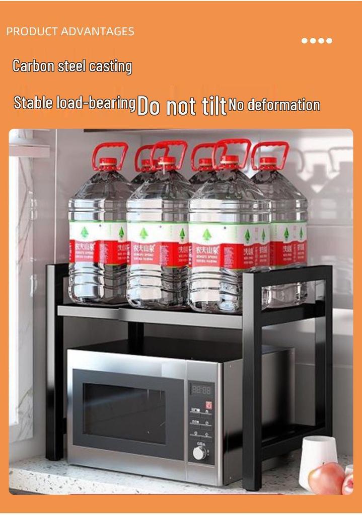 Adjustable Double-Layer Microwave Oven Storage Rack for Countertop