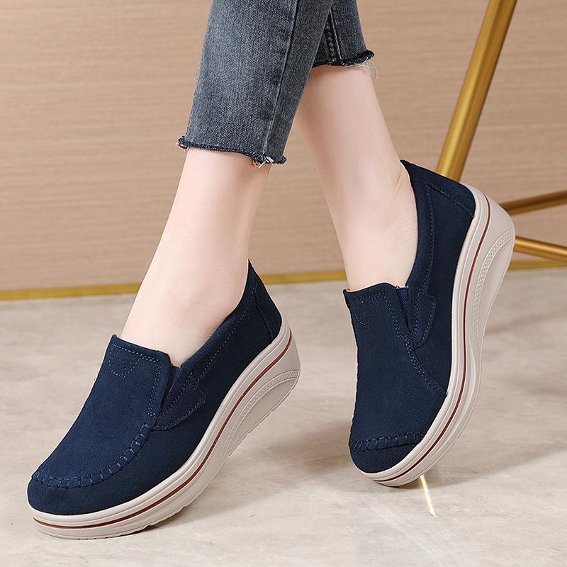Chunky Platform Sneakers Women Wedge Shoes Women Casual Sport Shoes Slip On Flats Woman Thick Bottom Loafers Shoes