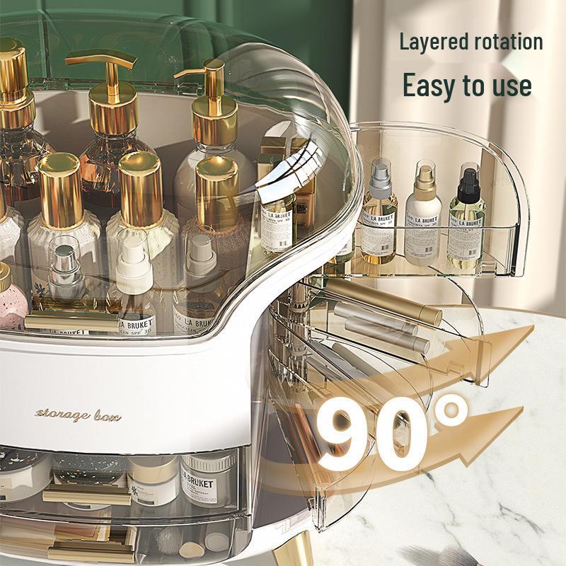 Elegant Dustproof Cosmetic Organizer – High-Capacity Skincare Storage with Light Luxury Design