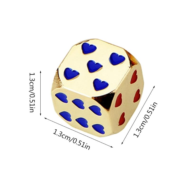 5 Pcs Metal Heart-shaped Points Dice Role Playing Dice Six Sided Dice Round Corner Dice DIY Mahjong Accessories