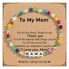 צמיד חדש MAMA ליום האם צבע אובסידיאן חרוזים אותיות צמיד אלסטי צמיד תכשיט לאישה