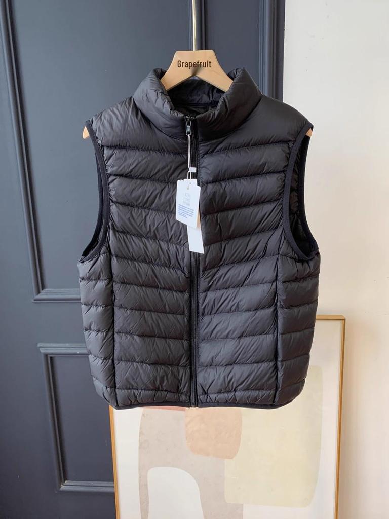 Women's Lightweight White Duck Down Vest: Short Stand-Up Collar Inner Layer for Winter