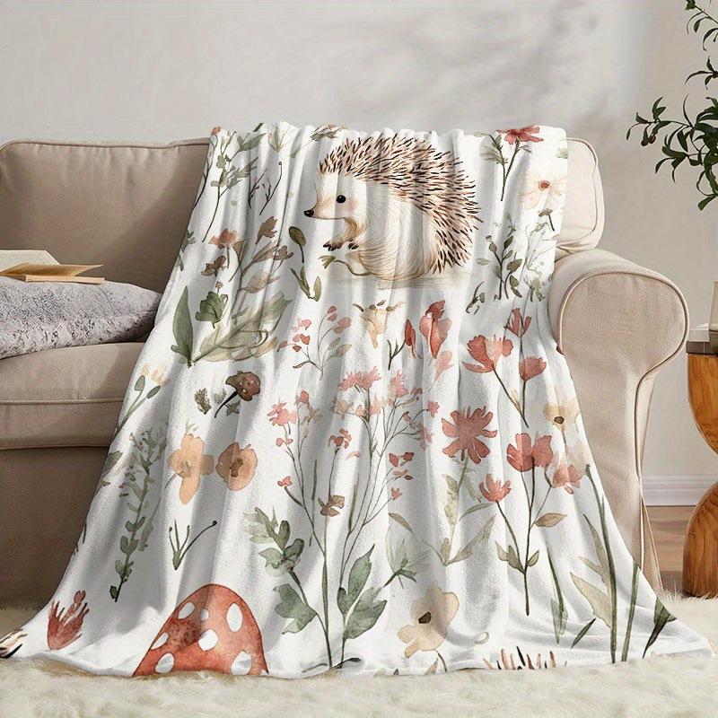 Cartoon Hedgehog Blanket Flannel Four Seasons Cute Animals And Plants Multi-Functional Lightweight Blanket Household Bedroom Blanket