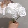50 teile/pakete Weiß PE Rose Künstliche Blume Kopf Mit Stiel DIY Bouquet Hochzeit Party Dekoration Sammelalbum Liefert