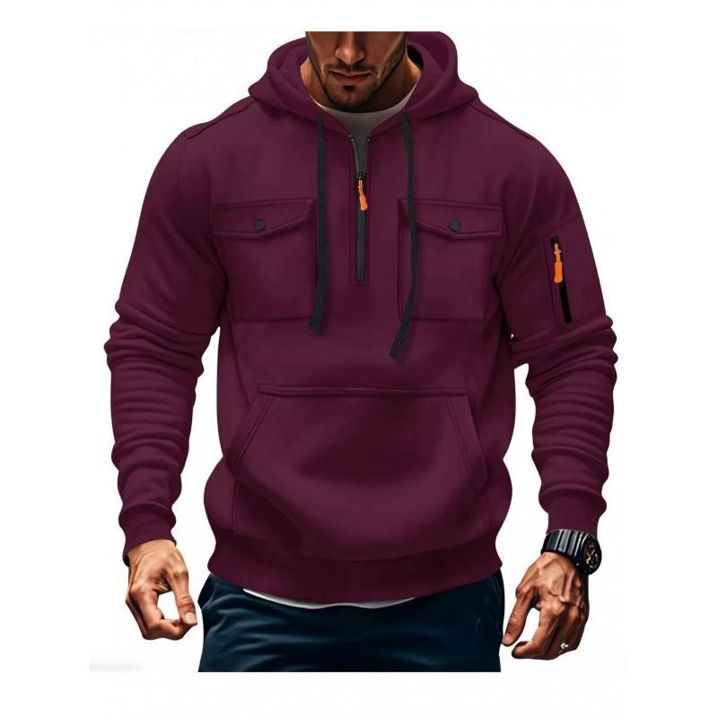 Mens Winter Hooded Zip-Up Sweatshirt Thick Fleece Lined Casual Streetwear Oversized Fit