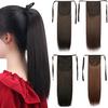 Kobieca długa prosta treska kucyk ze spinkami do włosów Syntetyczne przedłużanie włosów w kucyk