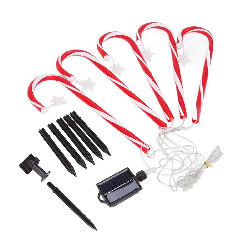 Xmas Candy Cane Lights 1 for 5 IP65 Water Resistant 8 Modes 500mAh Battery Candy Cane Pathway