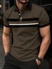 Men's Polo Shirt Button Collar Short Sleeve Pullover Summer Casual Sports Solid Color Striped Lapel Trend Men's T Shirt Tops