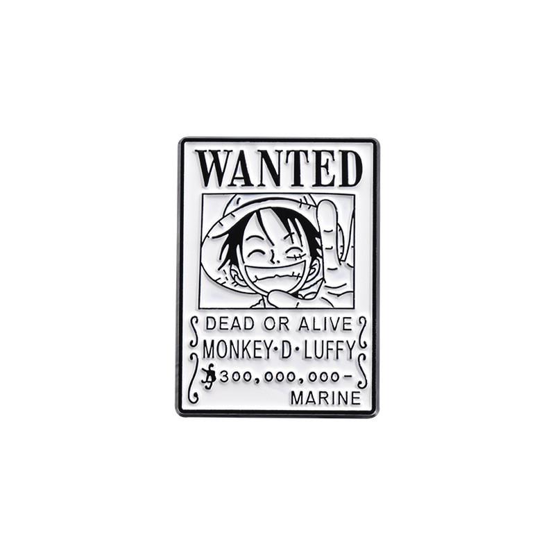 

Unique Japanese Anime Luffy Wanted Poster Brooch Stylish Metal Character Badge