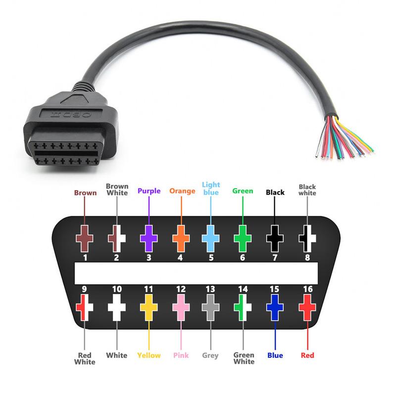 30cm 16Pin Female Male Cable Connector Universal OBD2 Extension Cable Plug Automotive Car Diagnostic Interface Female Open Cable