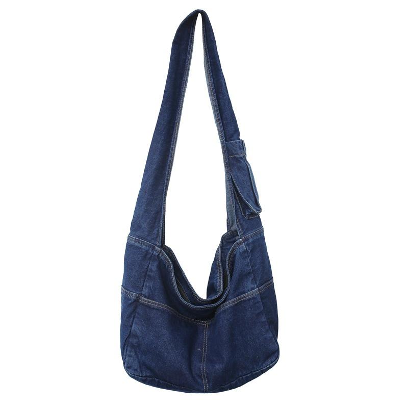 Denim Bag Women's Shoulder Shopping Bag College Student Large Capacity Class Bag
