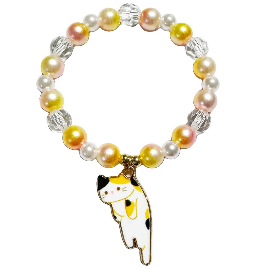 Glittery Bracelets with Stretching Cat Charms [Set of 10 (10 Designs)]