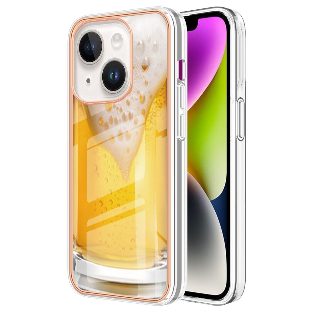 

YB IMD Series-19 Style D For iPhone 15 Electroplated 2.0mm TPU IMD Phone Case Stylish Pattern Back Cover Beer