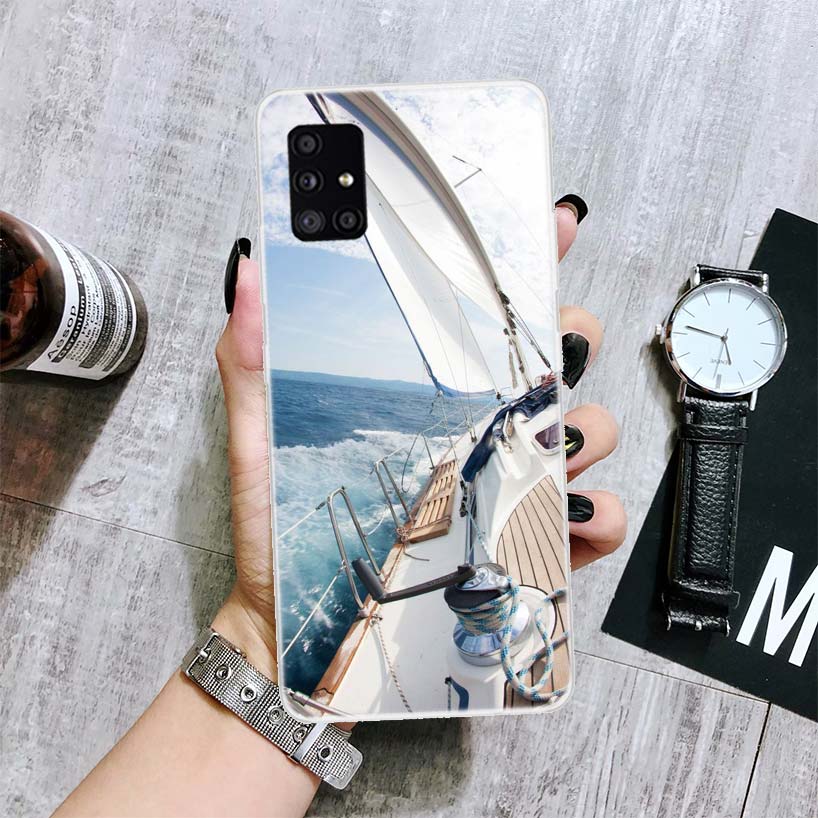 Sailing Boat Phone Case For Samsung Galaxy A14 A15 A13 A12 A54 A55 A53 A52 A04S A24 A25 A23 A22 A34 A35 A33 A32 A03S A02S Case F