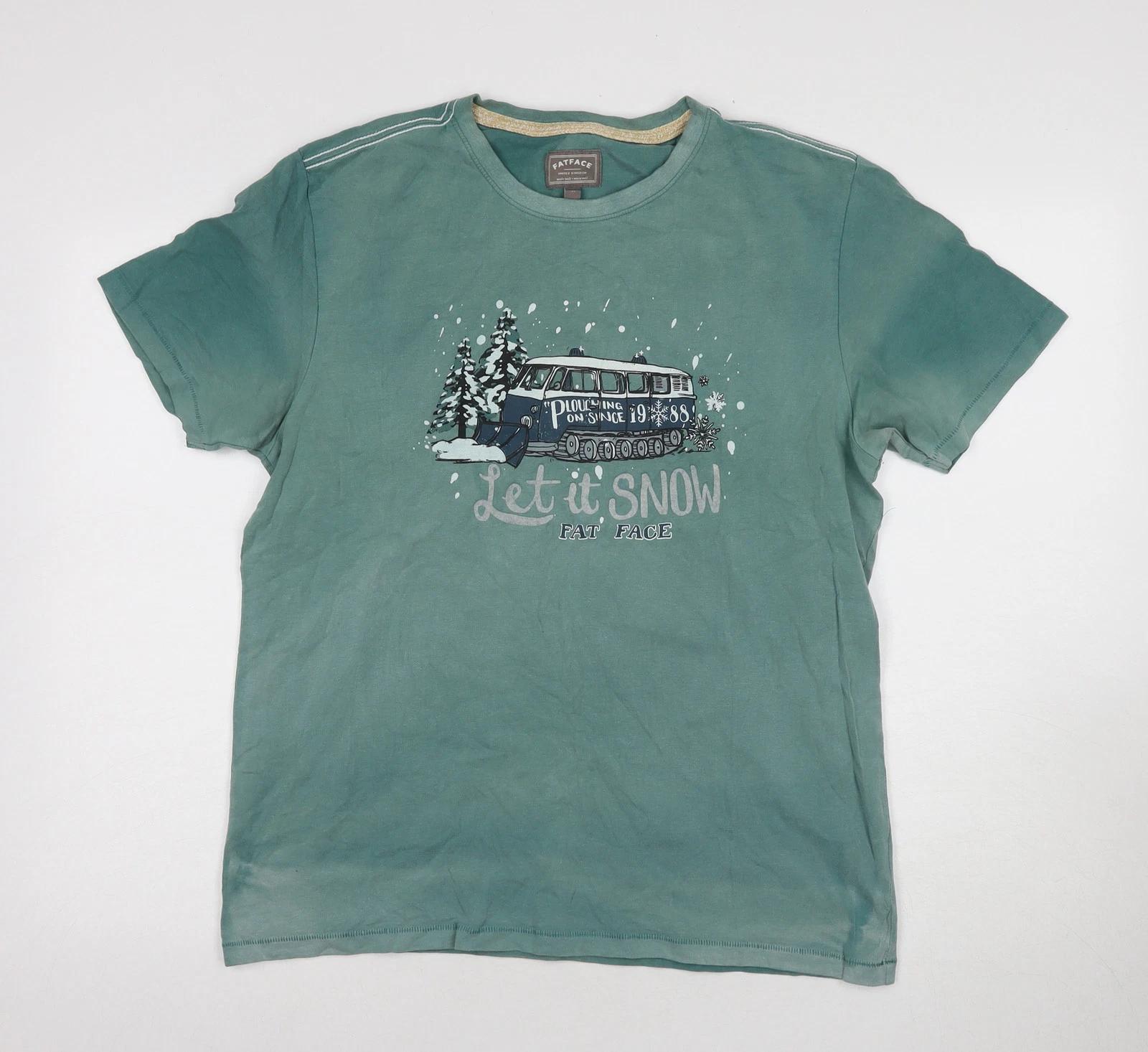 Мужская зеленая рождественская футболка FatFace M, с графическим принтом 2XL