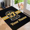 Custom Name Boston Bruins Crystal Velvet Floor Rug Personalized Text Soft Carpet Home Decor