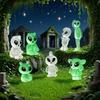 8 Pcs/Set Miniature Luminous Elves Mini Figures Fish Tank Decor Glow In The Dark Alien Cat Shaped Garden Landscape Ornament