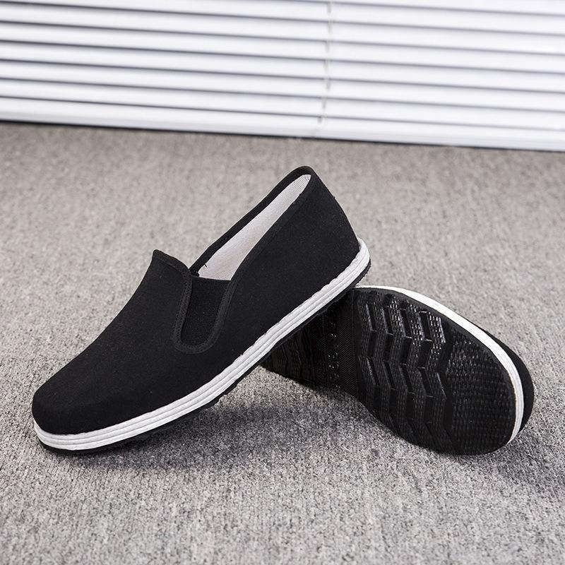 Black fixed old Beijing cloth shoes men's rubber sole casual soft sole non-slip old eight road one-pedal work shoes
