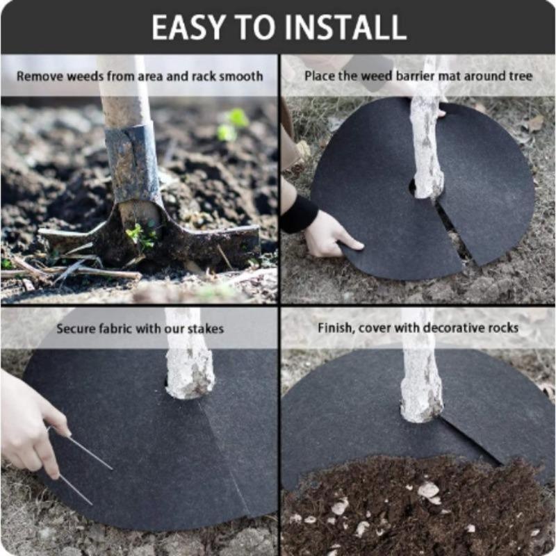 10 KUSŮ 15-52 cm Netkaný Kruh pro Mulčování Stromů Biologicky Odbouratelná Ochranná Podložka pro Strom Opakovaně Použitelná Bariéra proti Plevelu pro Stromy pro Kontrolu Plevele Ochrana Kořenů