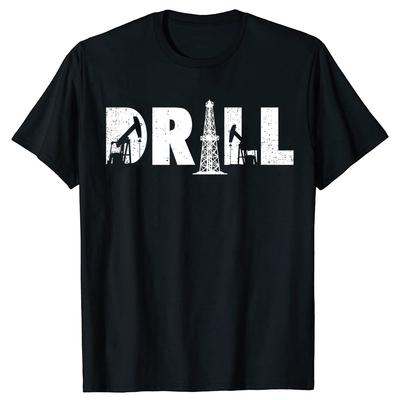 Zabawna Koszulka Vintage Wiertacz Platformy Wiertniczej Pracownik Pól Naftowych Naftowiec Wiertacz Męska Hip Hop Oversize T-shirt 100% Bawełna Wygodne Koszulki