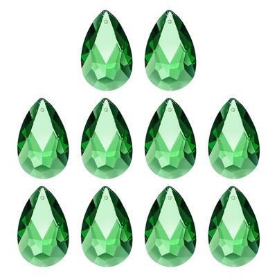 PATIKIL 10-Pack Suncatcher 38mm Teardrop Crystal Ball Hanging Crystal Prism for Window Decoration DIY Dark Green
