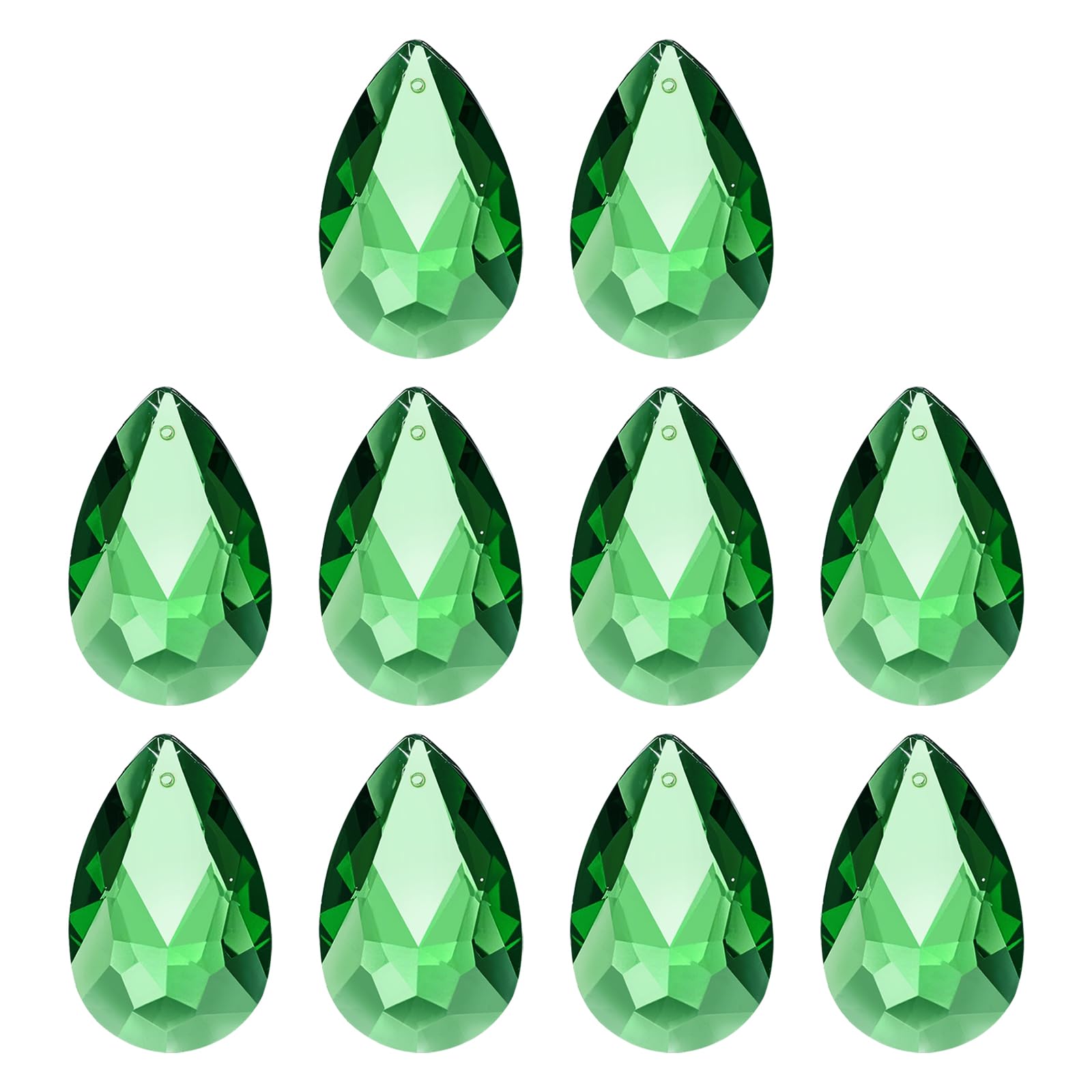 

PATIKIL 10-Pack Suncatcher 38mm Teardrop Crystal Ball Hanging Crystal Prism for Window Decoration DIY Dark Green