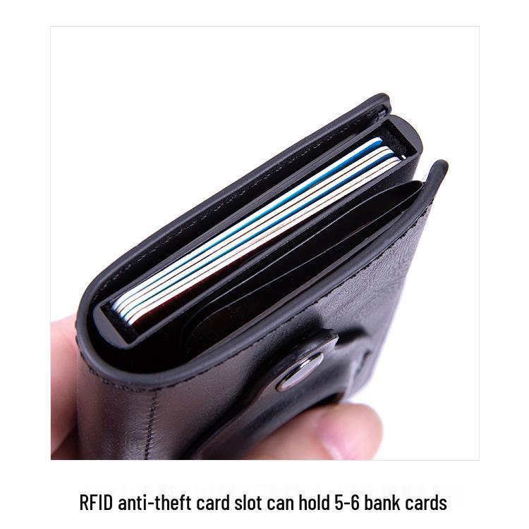 Anti-Theft RFID Aluminum & Stainless Steel Card Holder Leather Wallet.