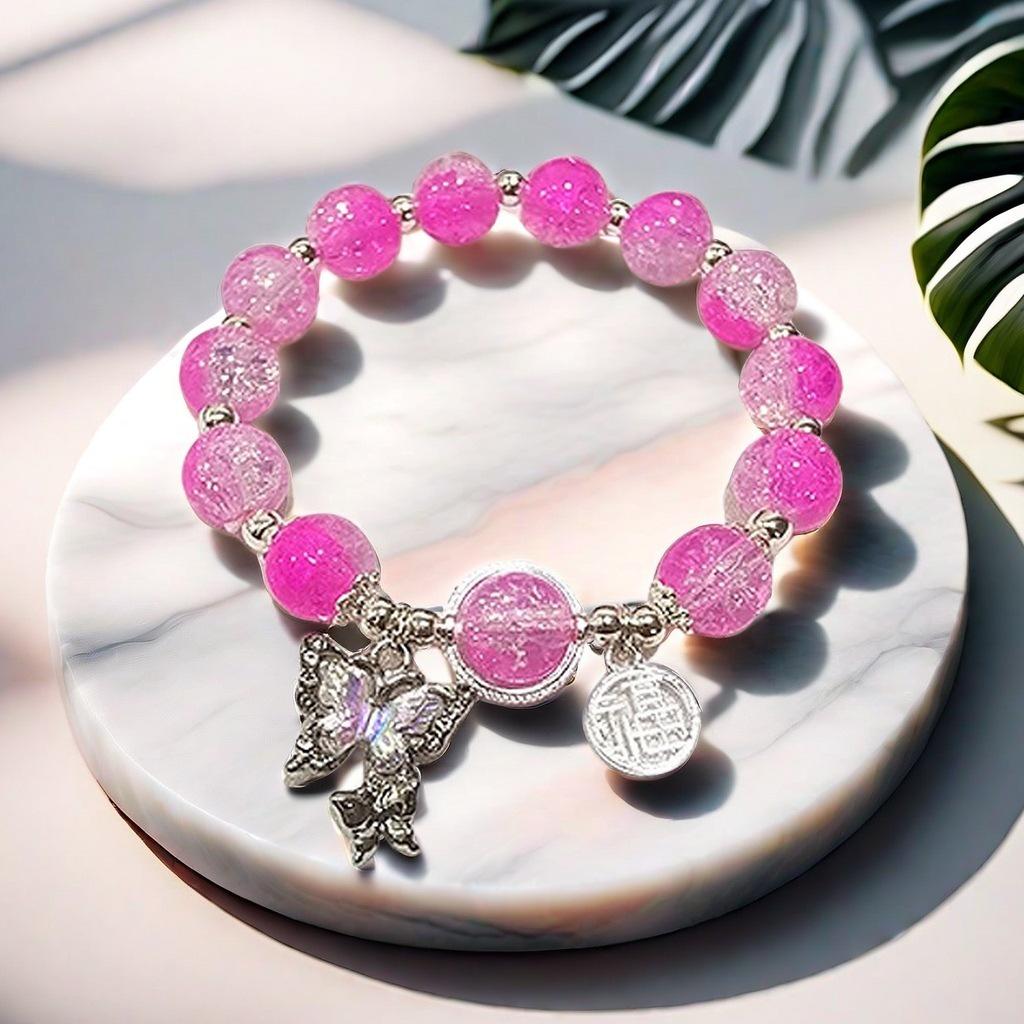 Super Fairy Forest Gradient Glass Bracelet - Chic Chinese Style Gift for Women and Best Friends, Lightweight Luxury Accessory