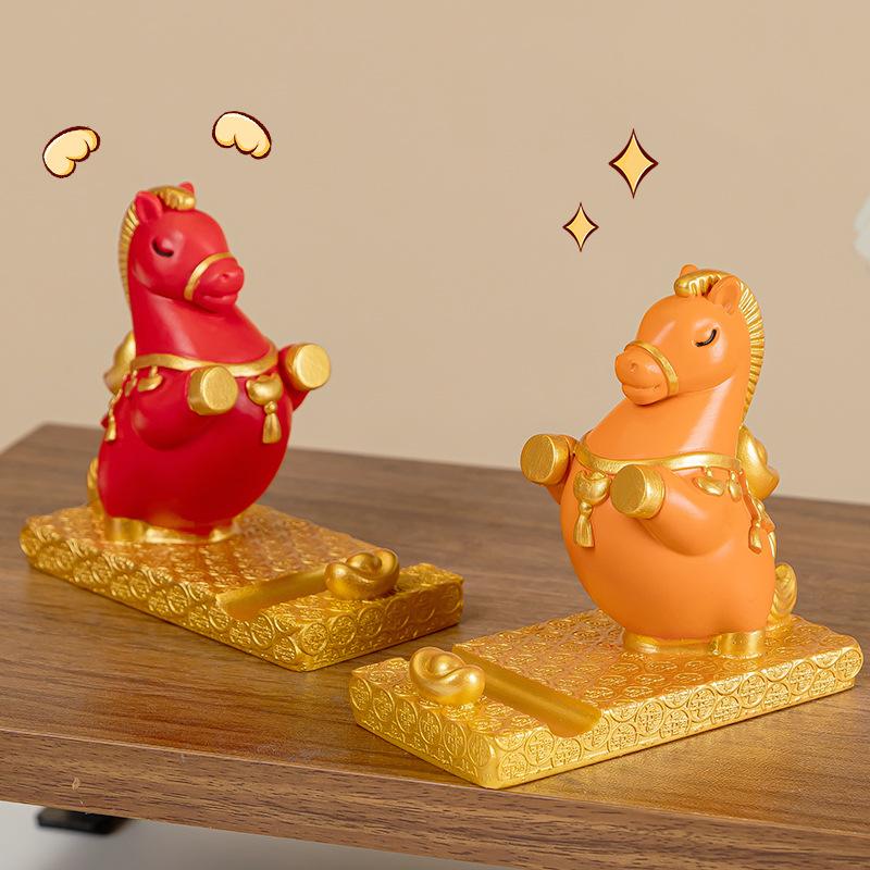 2026 Year of the Horse Get Rich Soon Desktop Office Mascot Decoration Zodiac Horse Ornament Mobile Phone Stand