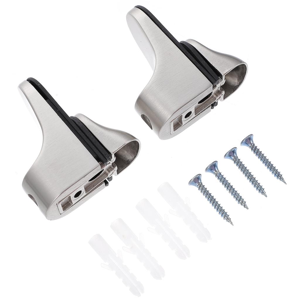 2Pcs Layer Shelf Clamp Duckbill Clips for Glass Shelf Brackets Heavy Duty Zinc Alloy Mounting Fixings Smooth No Burrs Silver