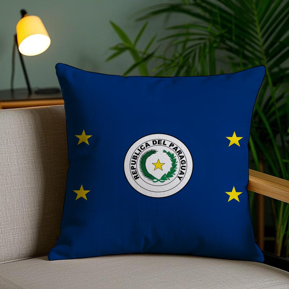 Paraguay Flag Cushion Cover Soft Short Plush Double-Sided Printing Home Decor Machine Washable Pillow Case Gift