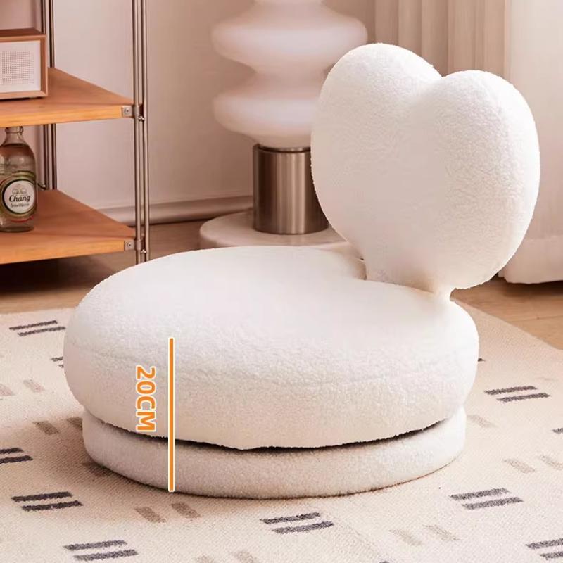 Home Children's Sofa Chair,Rotating Solid Wood Low Stool,Single Lamb Fleece Footstool, Living Room Balcony Reading Chair for Kid