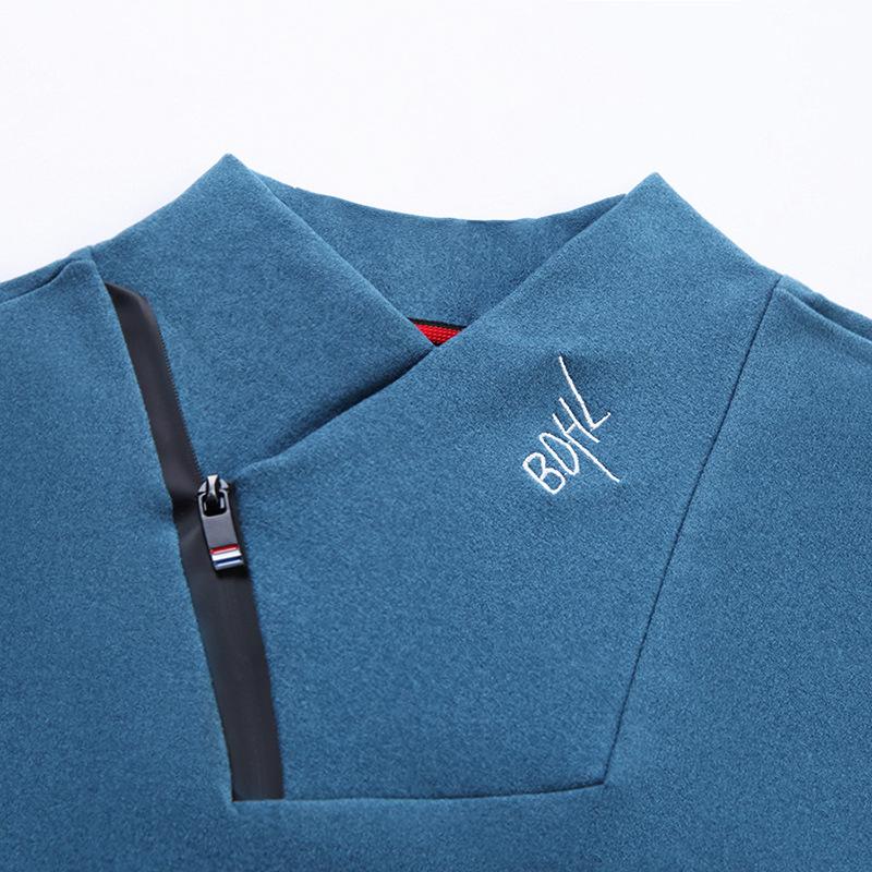 Футболка с длинными рукавами из двухстороннего бархата с диагональной молнией на весну — фото 5