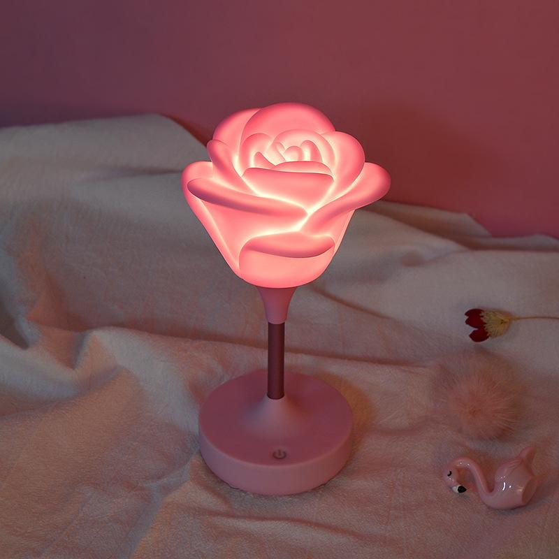 1 Stück Romantische Atmosphäre Rosen-Nachtlicht USB-Aufladung Touch Drei-stufige Dimmfunktion LED-Blumen-Nachtlicht Geschenk für Verliebte