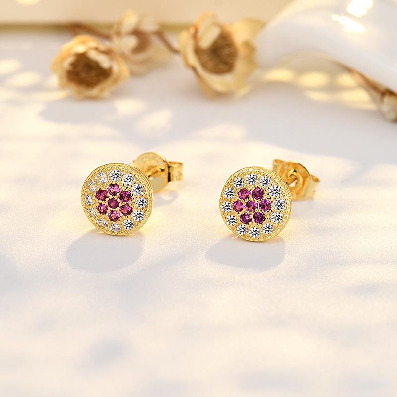 

Простые и персонализированные цветные серьги-гвоздики из циркония Niche Cute Mini Geometric Round Earrings